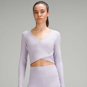 NWT Lululemon Wrap-Front Ribbed Long-Sleeve Top Size 6 in Lilac Ether